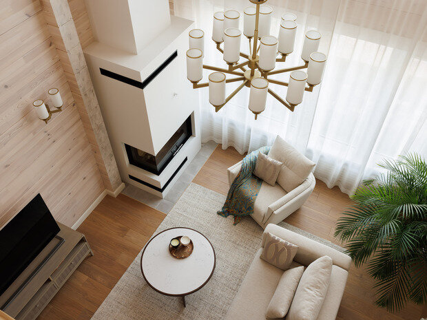 Фотография: Гостиная в стиле Современный, Дом, Проект дня, Санкт-Петербург, Дом и дача, 4 и больше, Более 90 метров, минимализм с элементами скандинавского и нежных пастельных оттенков, Елена Куртина – фото на INMYROOM