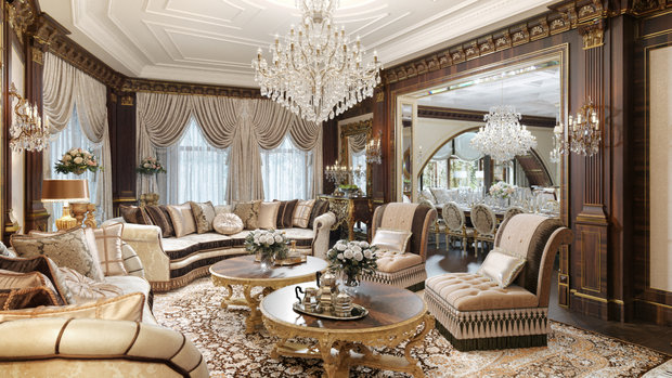 Фото из портфолио ЖК Русский Авангард, 295 кв.м., полудрагоценные полы, стены с золотыми вставками – фотографии дизайна интерьеров на INMYROOM