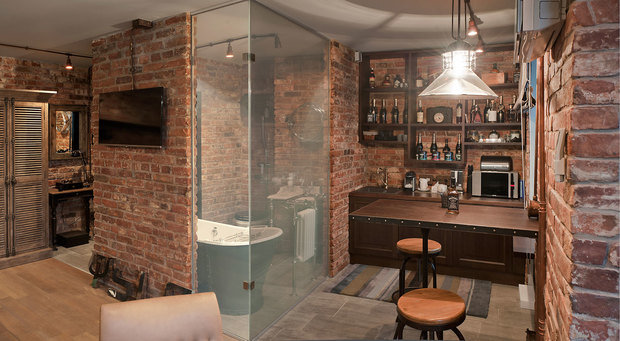 Фотография: Кухня и столовая в стиле Прованс и Кантри, Лофт, Малогабаритная квартира, Квартира, Студия, Планировки, BoConcept, Gramercy Home, SIEMENS, Мебель и свет, Перепланировка, Москва, Синий, Серый, Коричневый, BAXTER, Bosh, Manders, Provenza, Lehome Vintage, Migliore, Aldo Bernardi, Rosbri, Sir Edward Johns, Chadder, St. James, Империя паркета, Merediani, DeSede, Home Concept, Industriart, Елена Королева – фото на INMYROOM