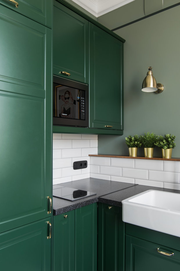 Фотография: Кухня и столовая в стиле Современный, Эклектика, Малогабаритная квартира, Квартира, Студия, Проект недели, Москва, Кирпичный дом, до 40 метров, Дарья Максимова – фото на INMYROOM