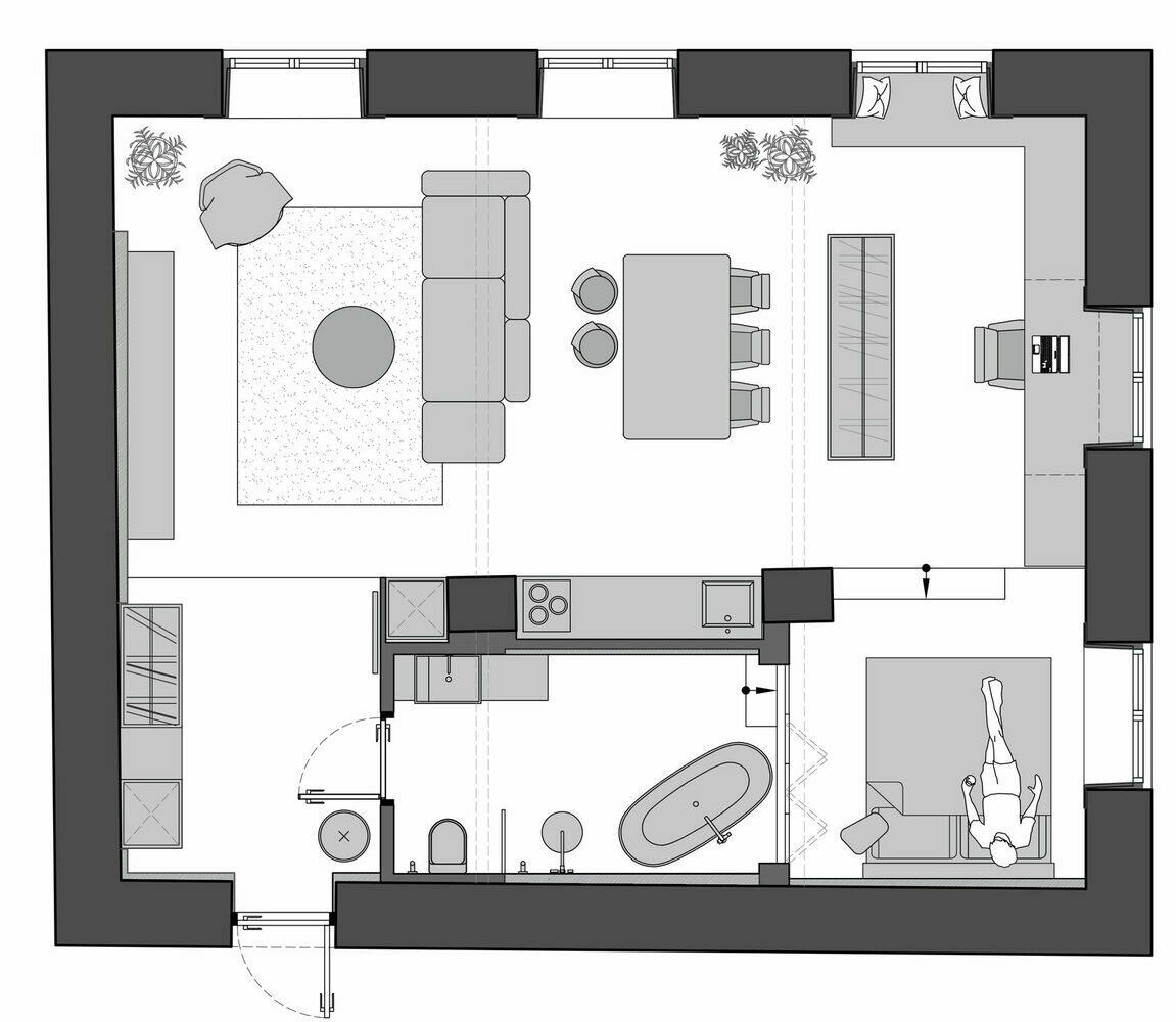 Фотография: Планировки в стиле , Лофт, Квартира, Студия, Проект дня, Томск, Сталинка, Кирпичный дом, 60-90 метров, Екатерина Янченко – фото на INMYROOM Фотография: Планировки в стиле , Лофт, Квартира, Студия, Проект дня, Томск, Сталинка, Кирпичный дом, 60-90 метров, Екатерина Янченко – фото на INMYROOM