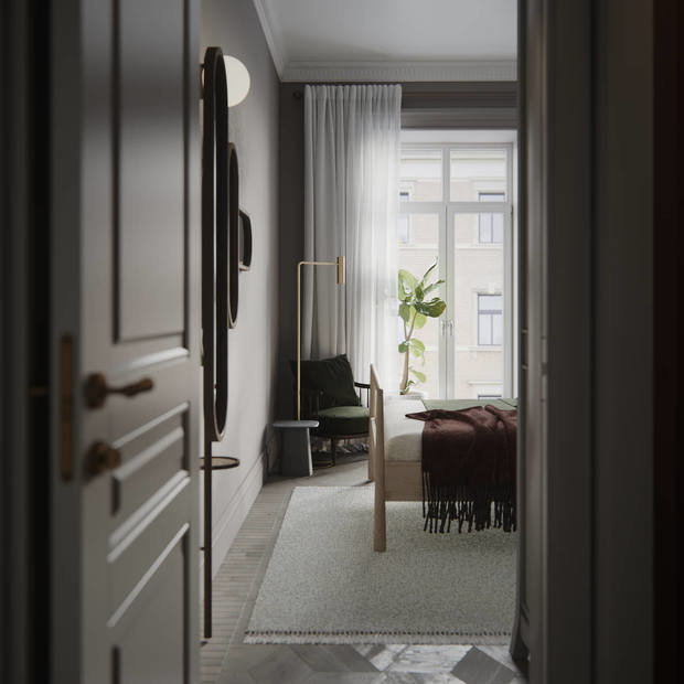 Фотография: Спальня в стиле Скандинавский, Современный, Квартира, Проект недели, Минск, Евгения Лыкасова, 2 комнаты, 60-90 метров, J.Lykasova Studio – фото на INMYROOM