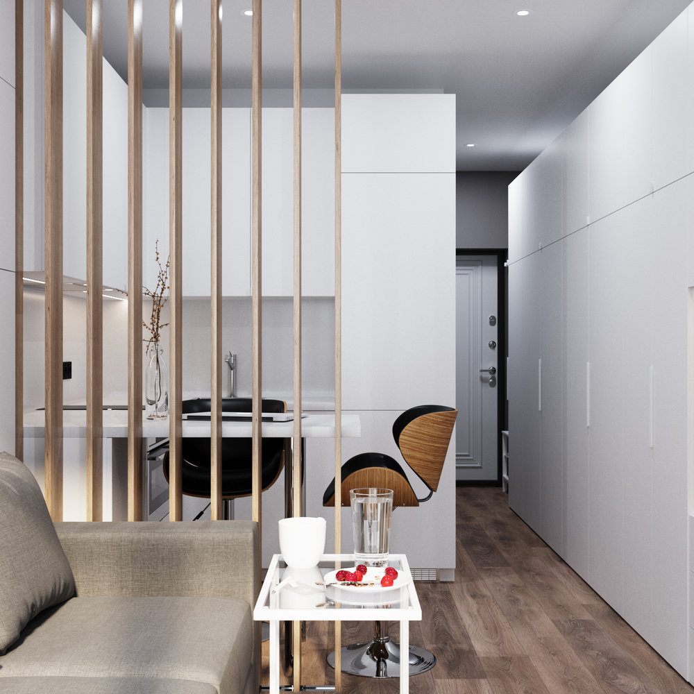 Фотография: Кухня и столовая в стиле Минимализм, Современный, Квартира, Студия, Белый, Проект недели, Серый, Голубой, до 40 метров, ПРЕМИЯ INMYROOM, Олеся Еранцева – фото на INMYROOM Фотография: Кухня и столовая в стиле Минимализм, Современный, Квартира, Студия, Белый, Проект недели, Серый, Голубой, до 40 метров, ПРЕМИЯ INMYROOM, Олеся Еранцева – фото на INMYROOM