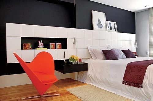 Фотография: Спальня в стиле Современный, Декор интерьера, Дизайн интерьера, Цвет в интерьере, Белый, Серый – фото на InMyRoom.ru