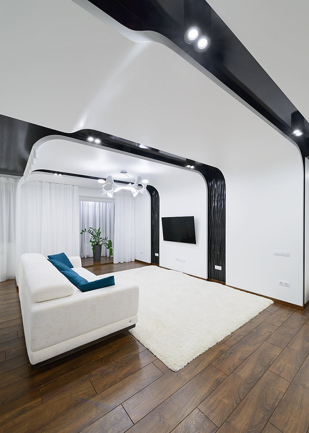 Фотография: Гостиная в стиле Хай-тек, Квартира, Цвет в интерьере, Дома и квартиры, Белый – фото на INMYROOM