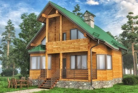 Дом из бруса с камином (проект №18Б)