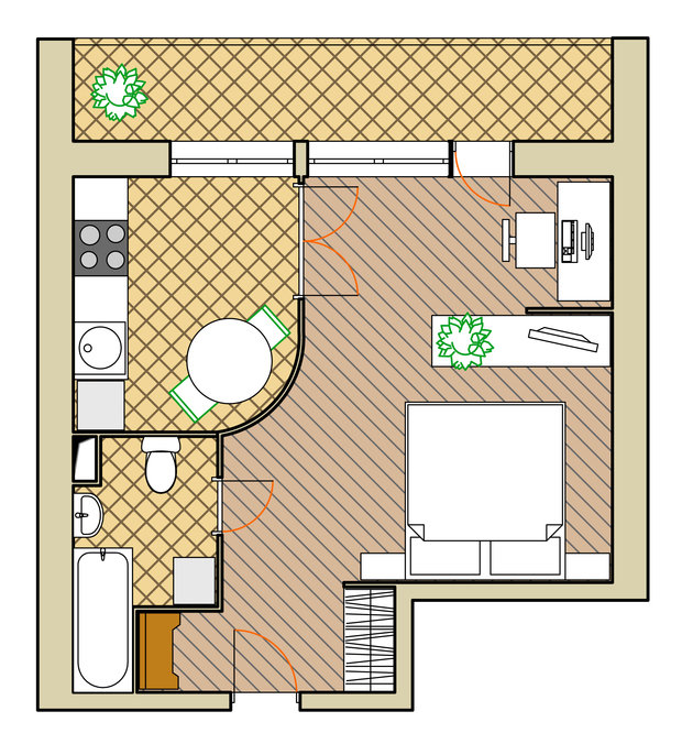 Фотография: Планировки в стиле , Малогабаритная квартира, Квартира, Дома и квартиры, Перепланировка, Блочный дом, II-68 – фото на INMYROOM