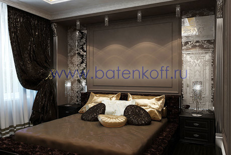 Дизайн проект спальни в классическом стиле от Батенькофф в таунхаусе. Поселок Палникс. 