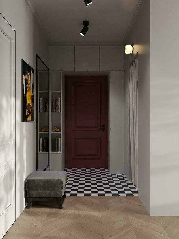 Фотография: Прихожая в стиле Современный, Винтажный, Квартира, Проект недели, Москва, Кирпичный дом, 2 комнаты, 40-60 метров, DSGN HUB – фото на INMYROOM