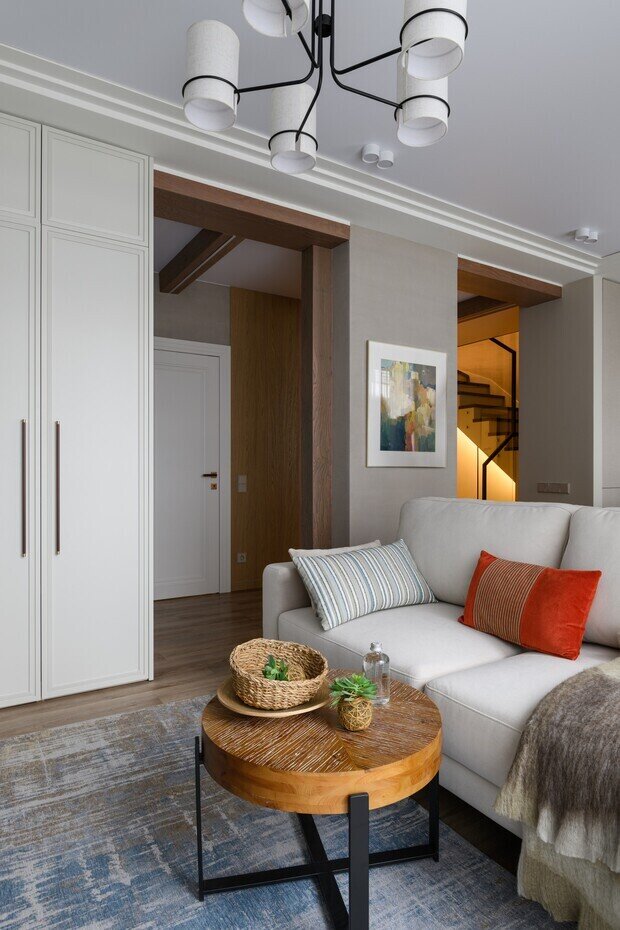 Фотография: Гостиная в стиле Современный, Проект дня, Новосибирск, 4 и больше, Более 90 метров, Эксклюзивные проекты, Полина Степанова, эклектичный с элементами этники и современного дизайна – фото на INMYROOM