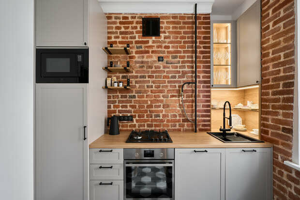 Фотография: Кухня и столовая в стиле Лофт, Скандинавский, Современный, Квартира, Проект недели, Москва, 2 комнаты, 40-60 метров, Designbox, Анастасия Громова – фото на INMYROOM