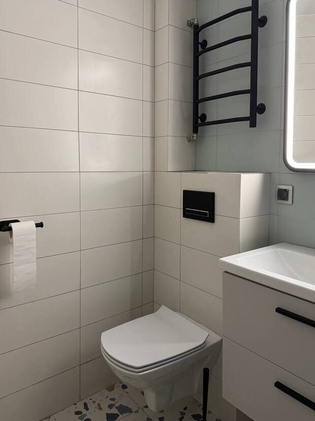 Фотография: Ванная в стиле Скандинавский, Современный, Квартира, Проект дня, Санкт-Петербург, Хрущевка, 2 комнаты, 40-60 метров, Анна Карачева – фото на INMYROOM