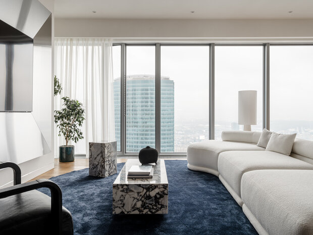 Фотография: Гостиная в стиле Современный, Минимализм, Квартира, Проект дня, Москва, 3 комнаты, Более 90 метров, минимализм с элементами современного дизайна, Юлия Данилова-Нитусова – фото на INMYROOM