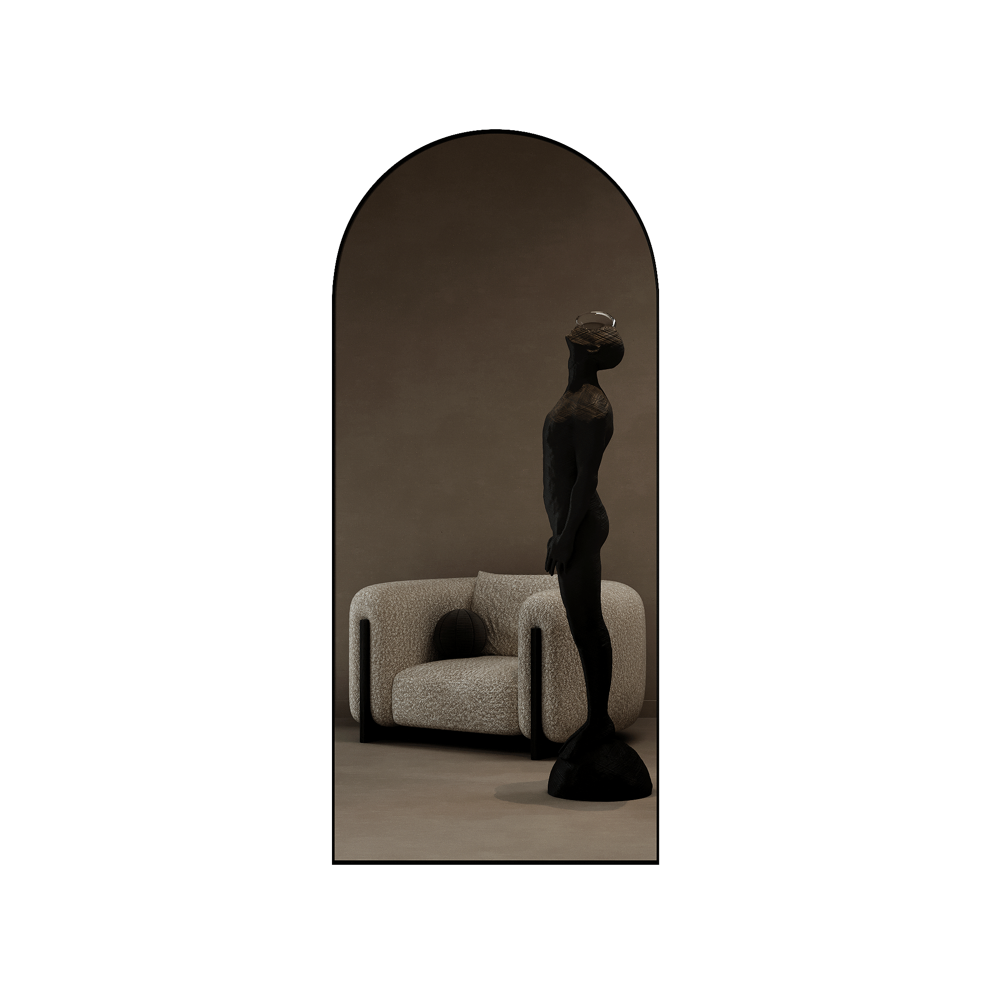 Настенное зеркало Arkis L в тонкой раме черного цвета