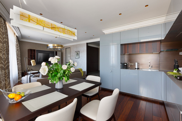 Фотография: Кухня и столовая в стиле Современный, Гостиная, Гид, Анастасия Бархатова, Ирина Лаврентьева, Мария Махмудова, Камила Вагапова, Marion Studio, Оксана Олейник, Дженни Яснец, Светлана Дьякова – фото на INMYROOM