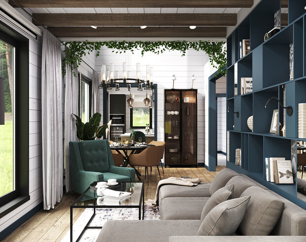 Фотография: Гостиная в стиле Скандинавский, Современный, Дом, Проект недели, Дача, 4 и больше, Более 90 метров, Владимирская область, Items Bureau – фото на INMYROOM