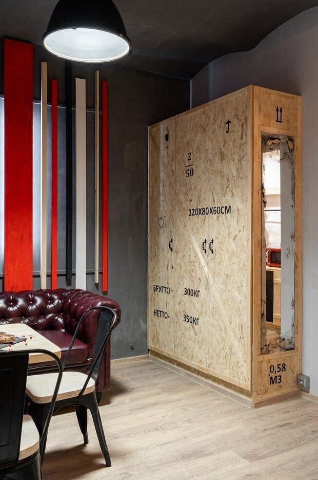 Фотография: Гостиная в стиле Лофт, Малогабаритная квартира, Квартира, Проект недели, Санкт-Петербург, Кирпичный дом, 1 комната, до 40 метров, Александра Маслова – фото на INMYROOM