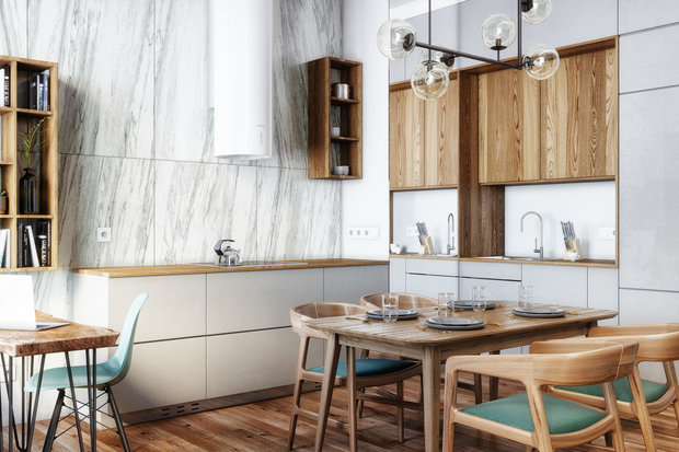 Фотография: Кухня и столовая в стиле Современный, Лофт, Квартира, Проект недели, Москва, Эко, 2 комнаты, 60-90 метров – фото на INMYROOM