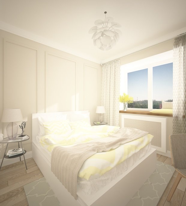 Фотография: Спальня в стиле Современный, Скандинавский, Малогабаритная квартира, Квартира, Россия, Планировки, Eames, Мебель и свет, Белый, Перепланировка, Черный, Бежевый, Серый, Розовый, Голубой, Бирюзовый, Коричневый, Санкт-Петербург, ИКЕА, перепланировка двухкомнатной квартиры, Елена Иванова, A Plan, как сделать из двушки трешку, идея обустройства двухкомнатной квартиры, планировка двухкомнатной квартиры, питерский проект двушки – фото на INMYROOM