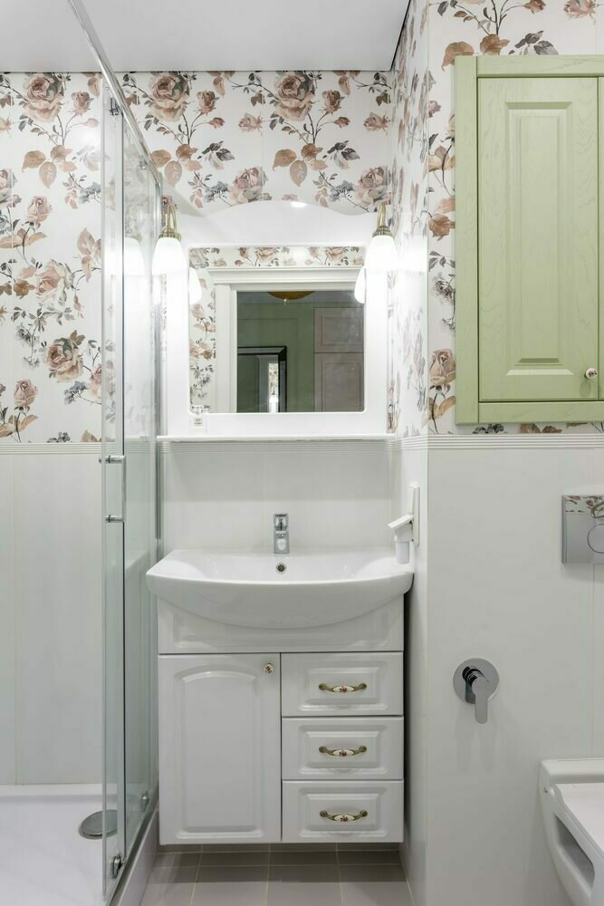 Фотография: Ванная в стиле Прованс и Кантри, Малогабаритная квартира, Квартира, Проект недели, Москва, 1 комната, до 40 метров, Полина Лебедева – фото на INMYROOM