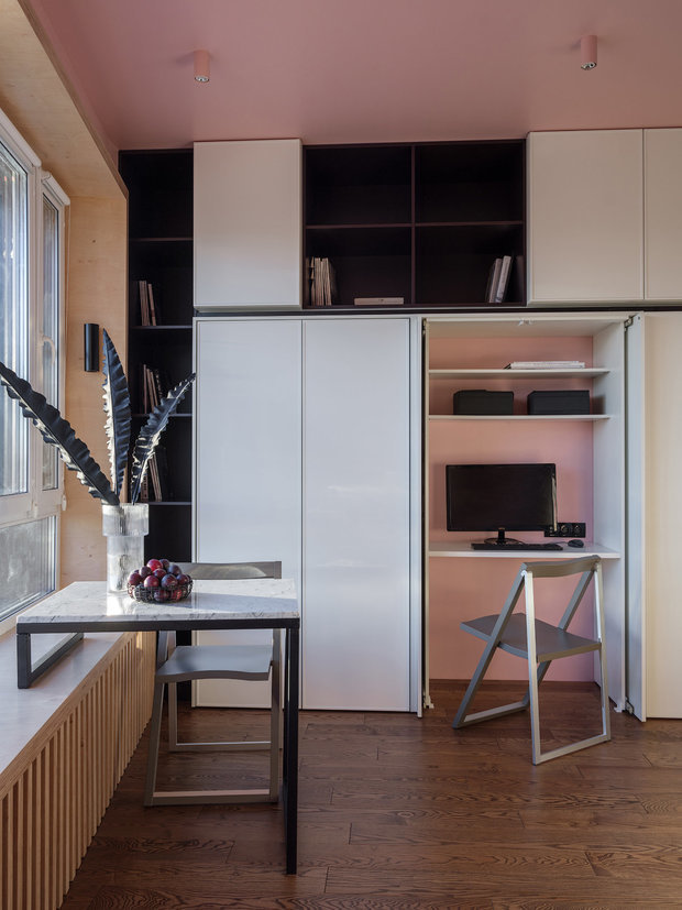 Фотография: Кабинет в стиле Современный, Студия, Советы, напольное покрытие, дизайн квартиры студии, дизайн интерьера студии – фото на INMYROOM