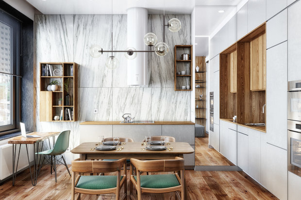 Фотография: Кухня и столовая в стиле Современный, Лофт, Квартира, Проект недели, Москва, Эко, 2 комнаты, 60-90 метров – фото на INMYROOM