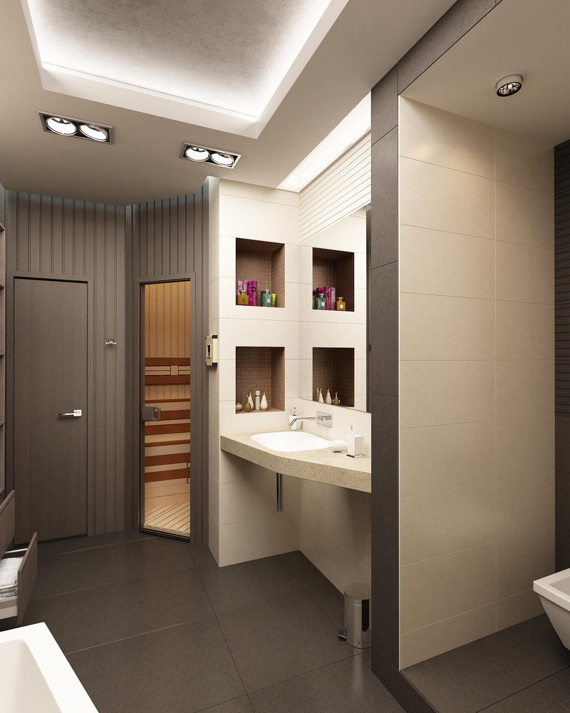 Фото из портфолио Ванная комната с сауной – фотографии дизайна интерьеров на INMYROOM Фото из портфолио Ванная комната с сауной – фотографии дизайна интерьеров на INMYROOM