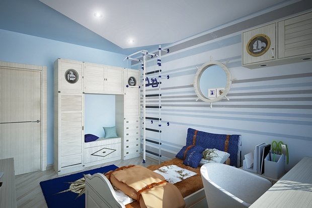 Фотография: Детская в стиле Современный, Квартира, Цвет в интерьере, Дома и квартиры, Белый, Красный, Серый – фото на INMYROOM