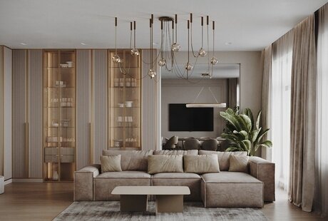 Дизайн-проект квартиры в ЖК «Регенбоген» с акцентами из латуни