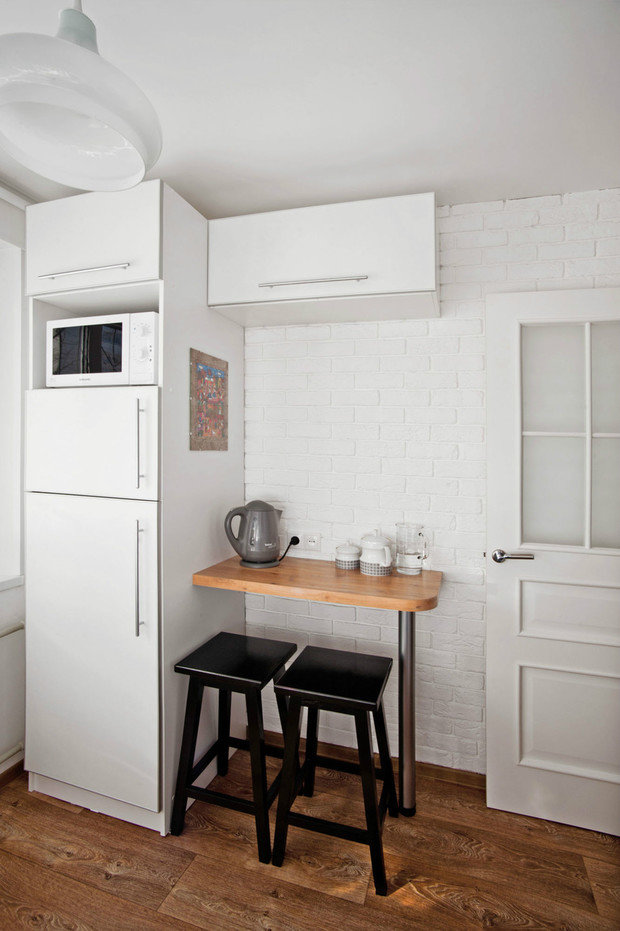 Фотография: Кухня и столовая в стиле Скандинавский, Малогабаритная квартира, Квартира, Дома и квартиры, Белый, Проект недели – фото на INMYROOM