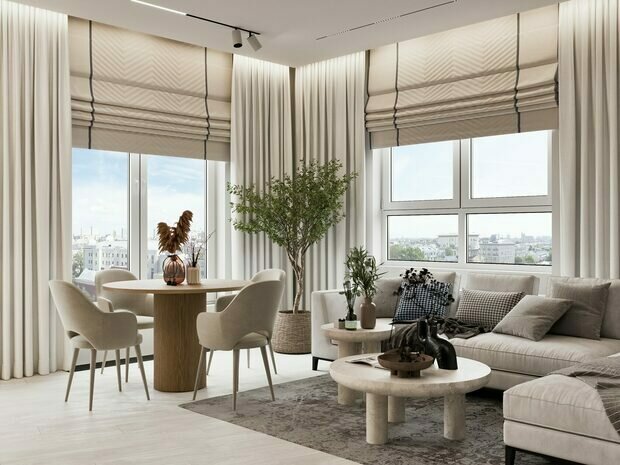 Фотография: Гостиная в стиле Современный, Квартира, Проект недели, Москва, Монолитный дом, 4 и больше, Более 90 метров, Алина Гамм – фото на INMYROOM