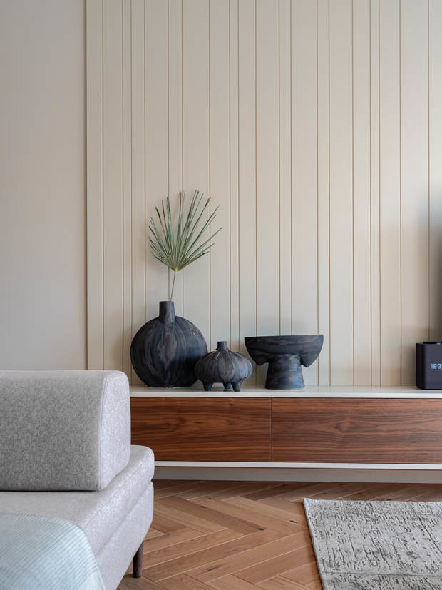 Фотография: Гостиная в стиле Современный, Квартира, Проект недели, Москва, Geometrium, 3 комнаты, Более 90 метров – фото на INMYROOM