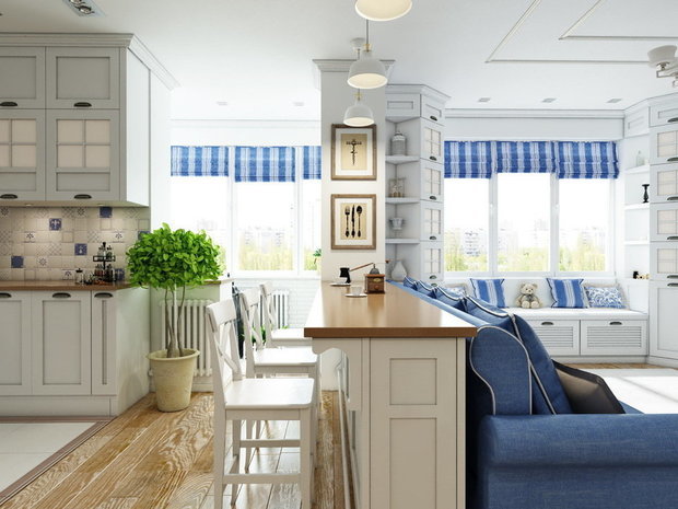 Фотография: Кухня и столовая в стиле Прованс и Кантри, Современный, Квартира, Студия, Проект недели, Одинцово, Московская область, новостройка, Алена Ливиненко – фото на INMYROOM