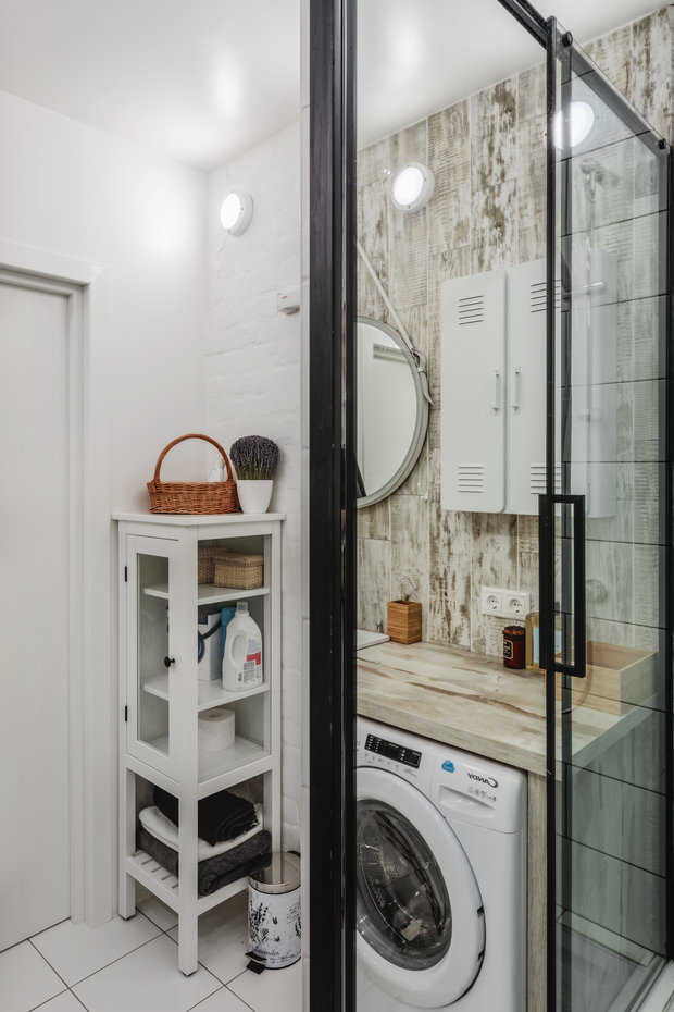 Фотография: Ванная в стиле Скандинавский, Эклектика, Квартира, Проект недели, Москва, Кирпичный дом, Павел Фотеев – фото на INMYROOM