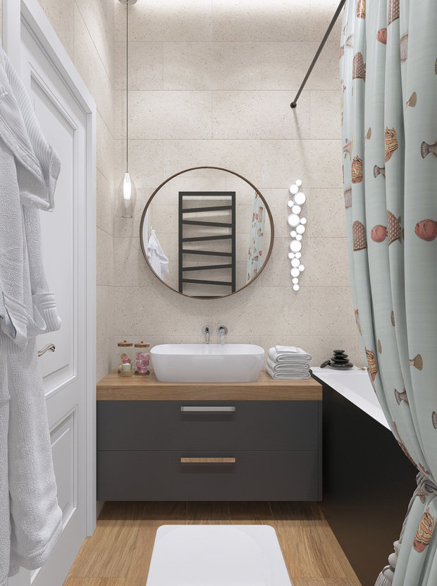 Фотография: Ванная в стиле Эко, Современный, Квартира, Проект недели, Москва, Монолитный дом, 3 комнаты, 60-90 метров, ЖК «Невский», Инна Азорская – фото на INMYROOM