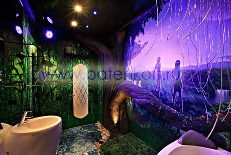 Фото реализованной под ключ ванной комнаты в необычном стиле от Батенькофф