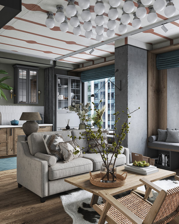 Фотография: Гостиная в стиле Лофт, Эклектика, Квартира, Проект недели, Москва, Макс Жуков, To Taste, 3 комнаты, 60-90 метров – фото на INMYROOM