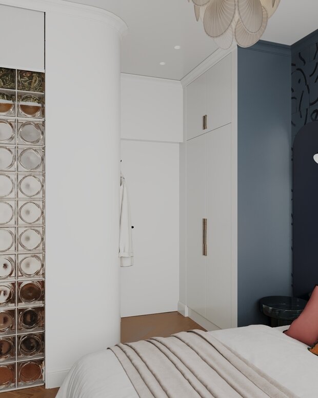 Фотография: Спальня в стиле Современный, Эклектика, Квартира, Проект дня, Москва, 3 комнаты, 60-90 метров, Анастасия Струве – фото на INMYROOM