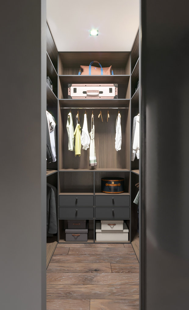 Визуализация гардеробной в современном стиле
