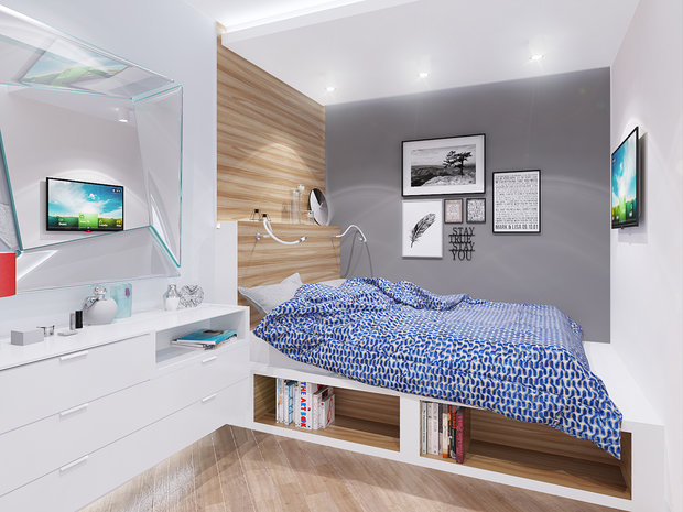 Фотография: Спальня в стиле Скандинавский, Эко, Квартира, Проект недели, новостройка, Монолитный дом, 2 комнаты, 60-90 метров, Тюмень, Kaplun&Osipov – фото на INMYROOM