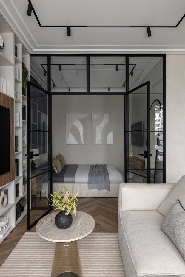 Фотография: Спальня в стиле Современный, Квартира, Студия, Проект дня, Москва, до 40 метров, Sloyarch – фото на INMYROOM