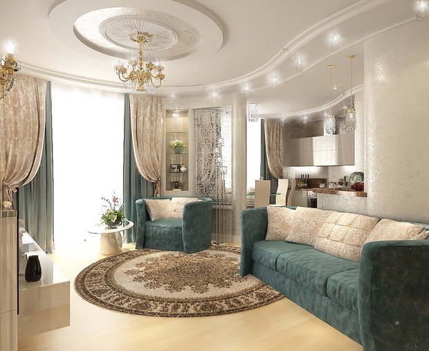 Фото из портфолио Гостиная-кухня в классическом стиле – фотографии дизайна интерьеров на INMYROOM