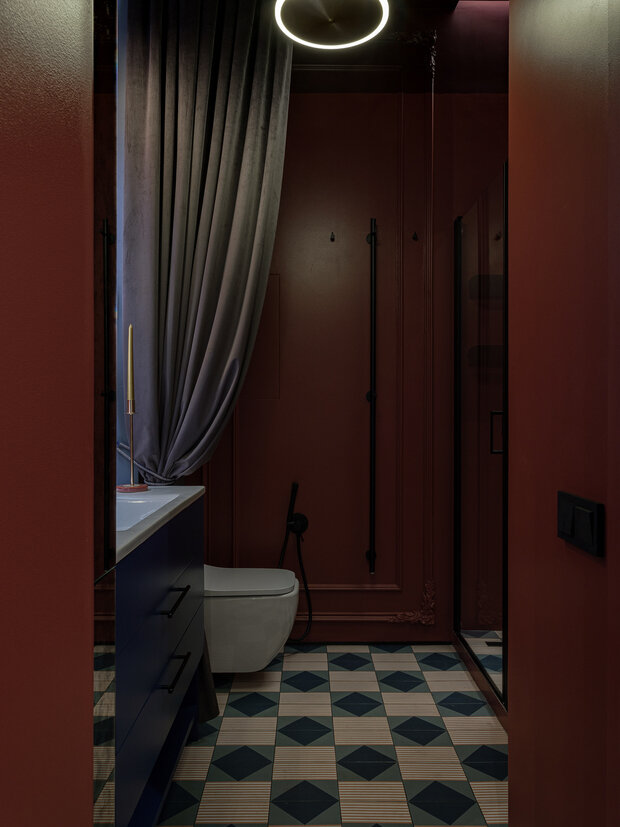 Фотография: Ванная в стиле Современный, Эклектика, Квартира, Проект дня, Москва, Монолитный дом, 2 комнаты, 40-60 метров, Мария Синельникова – фото на INMYROOM