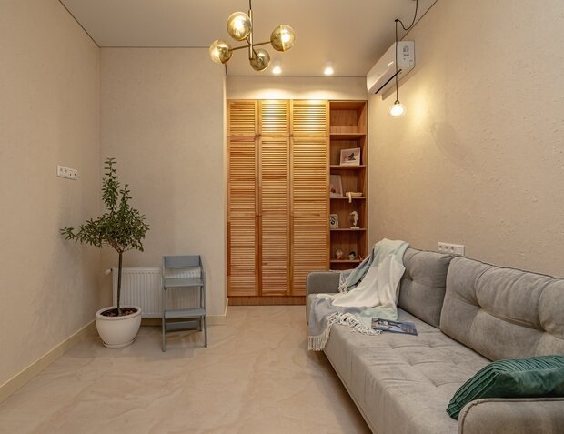 Фотография: Гостиная в стиле Скандинавский, Современный, Эклектика, Эко, Квартира, Крым, Проект недели, 3 комнаты, Более 90 метров, Red Wine design, Евпатория – фото на INMYROOM