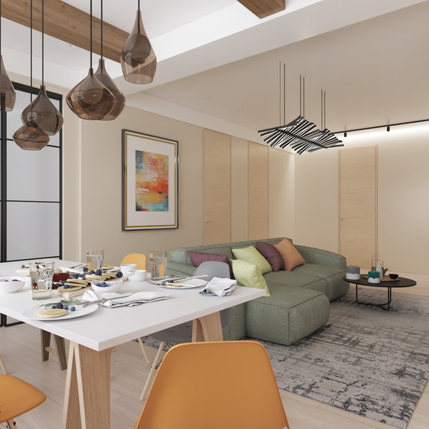 Фото из портфолио Проект 3-х комнатной квартиры в духе лофт – фотографии дизайна интерьеров на INMYROOM