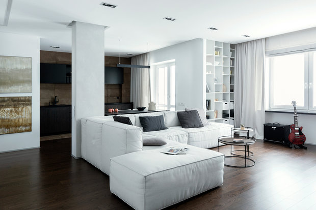 Фотография: Гостиная в стиле Минимализм, Квартира, Проект недели, Минск, 3 комнаты, Более 90 метров, Татьяна Манцевич – фото на INMYROOM
