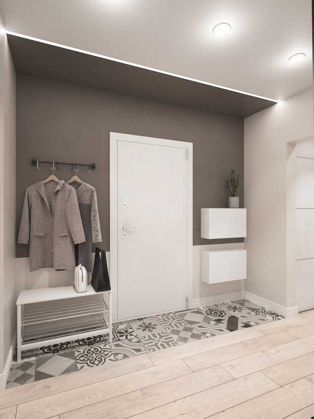 Фотография: Прихожая в стиле Современный, Скандинавский, Квартира, Проект дня, Московская область, Балашиха, Ольга Погорелова, Панельный дом, 2 комнаты, 40-60 метров, П-44ТМ – фото на INMYROOM