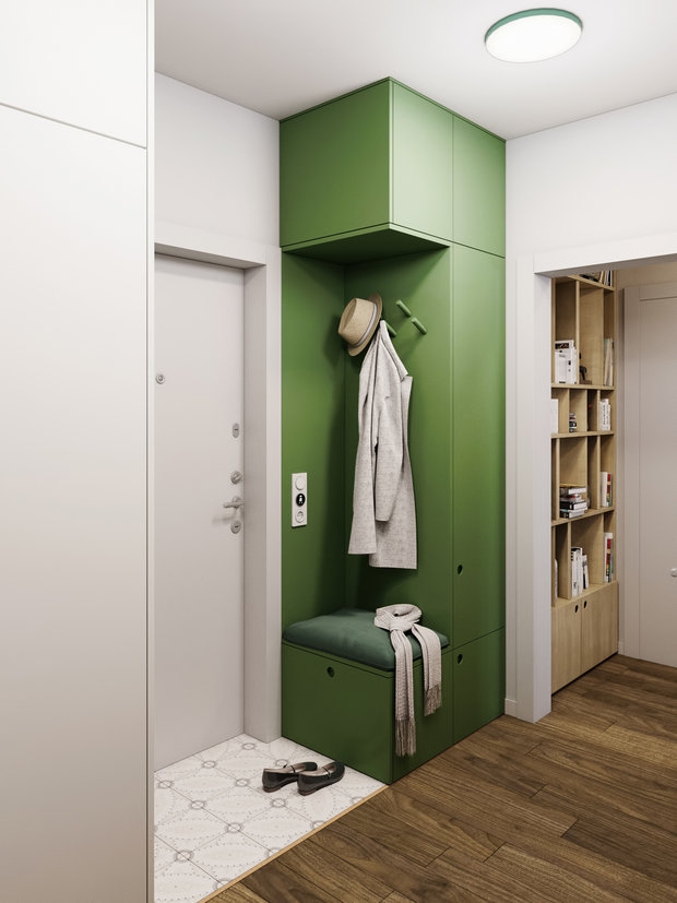 Фотография: Прихожая в стиле Современный, Квартира, Проект недели, Москва, Панельный дом, 2 комнаты, 40-60 метров, Бюро «Общая Площадь», П-44Т – фото на INMYROOM
