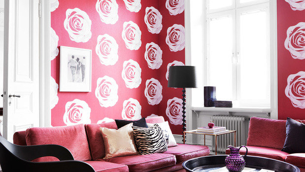 Фотография: Гостиная в стиле Современный, Эклектика, Декор интерьера, Дизайн интерьера, Цвет в интерьере, Обои, Стены, Эко – фото на INMYROOM