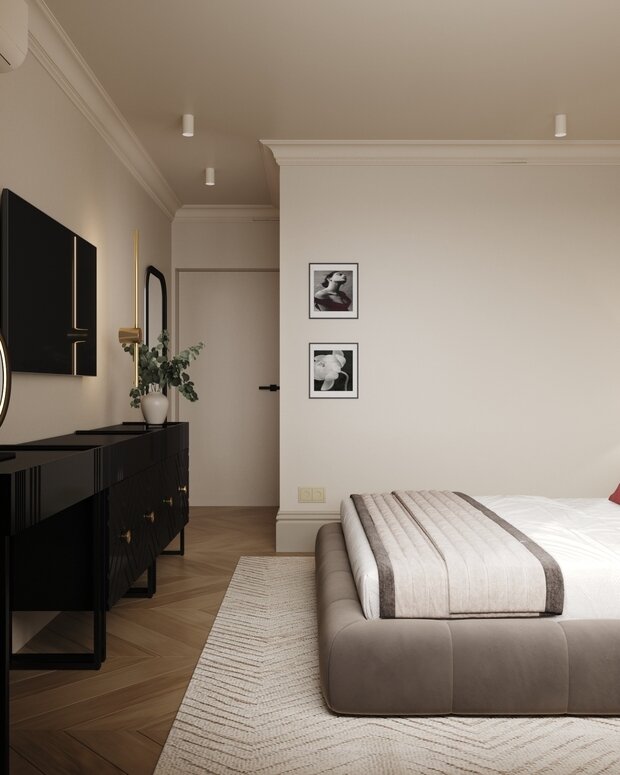 Фотография: Спальня в стиле Современный, Квартира, Проект дня, Монолитный дом, 2 комнаты, 40-60 метров, Илона Рафикова – фото на INMYROOM